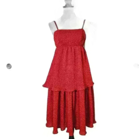 Stylish Collective Red Smocked Dress - Picture 1 of 5